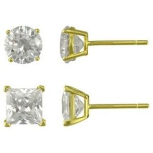 Duo Round and Square Stud Earrings Set
